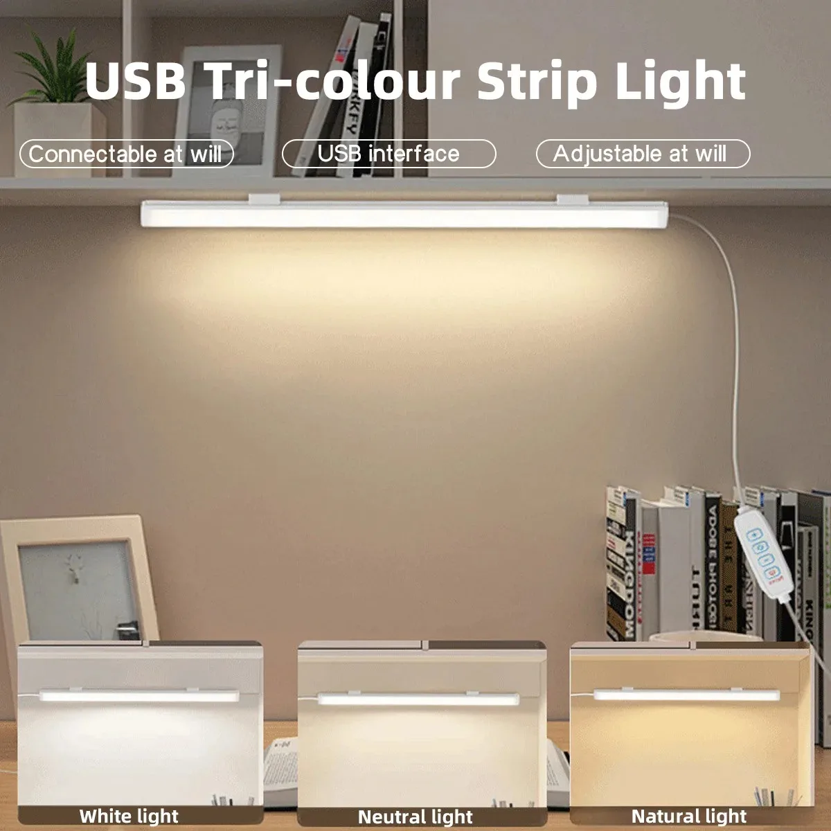 LED Light Under Cabinet Lights 5V2A USB Plug 3Colors Dimmable Magnetic  LED Night Light Kitchen Bedroom Lighting 30/40/50cm Nigh