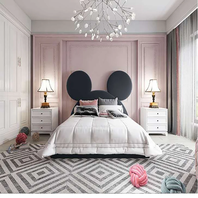 1.5m Child Bed   American Style Modern Simple Ins Creative Mickey Mouse Girl Princess Bedroom Home Furniture