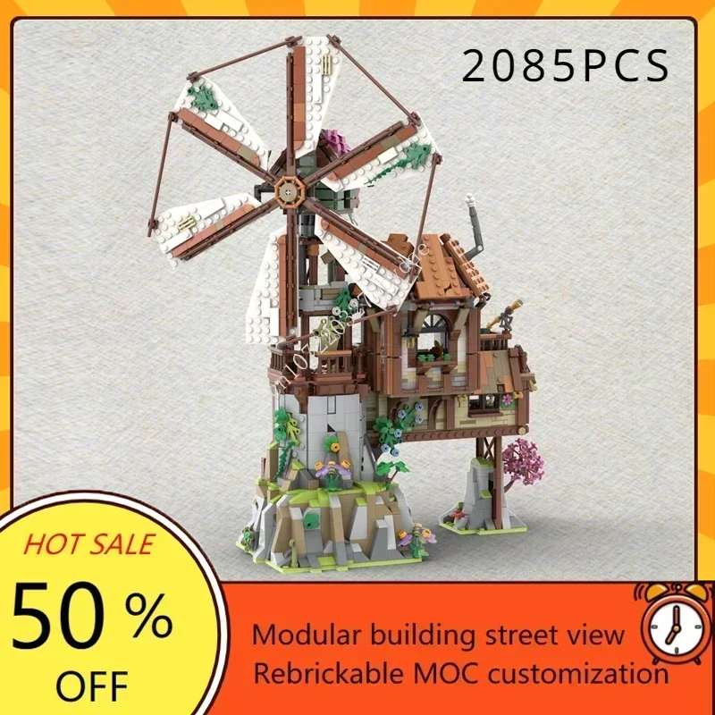 

Конструктор-модуль «Горная ветряная мельница» (2085 деталей), MOC-910003, креативная модель уличной сцены, развивающая архитектурная игрушка для сборки, подарок