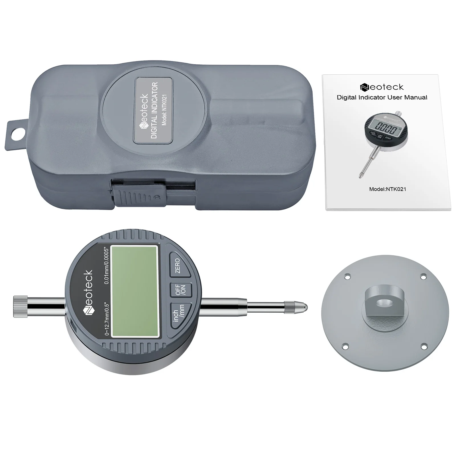 NEOTECK indikator Probe Digital, rentang pengukuran uji panggil 0-12.7mm indikator uji Dial uji indikator elektronik uji