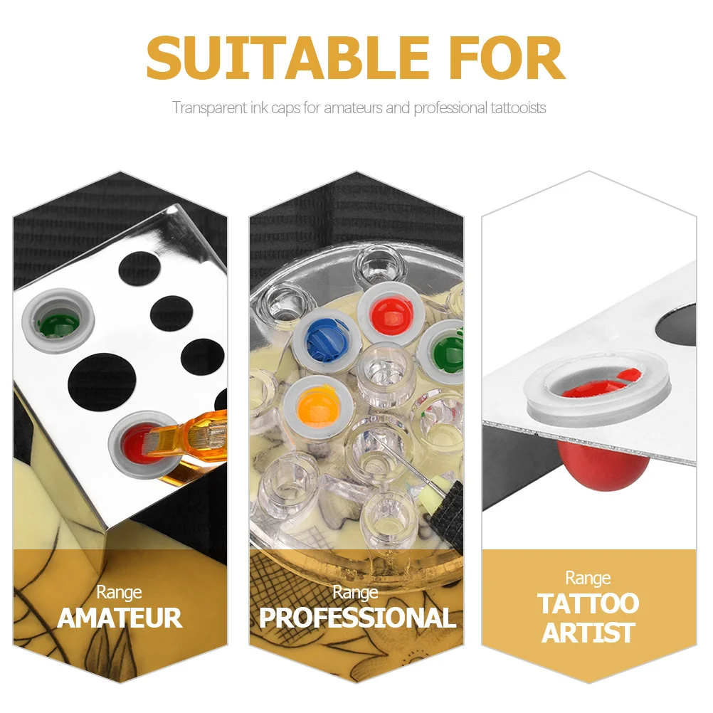 

100Pcs Silicone Pigment Ink Cups Thickened Wear-Resistant Compact Tattoo Ink Holders for Professional Tattoo Supplies
