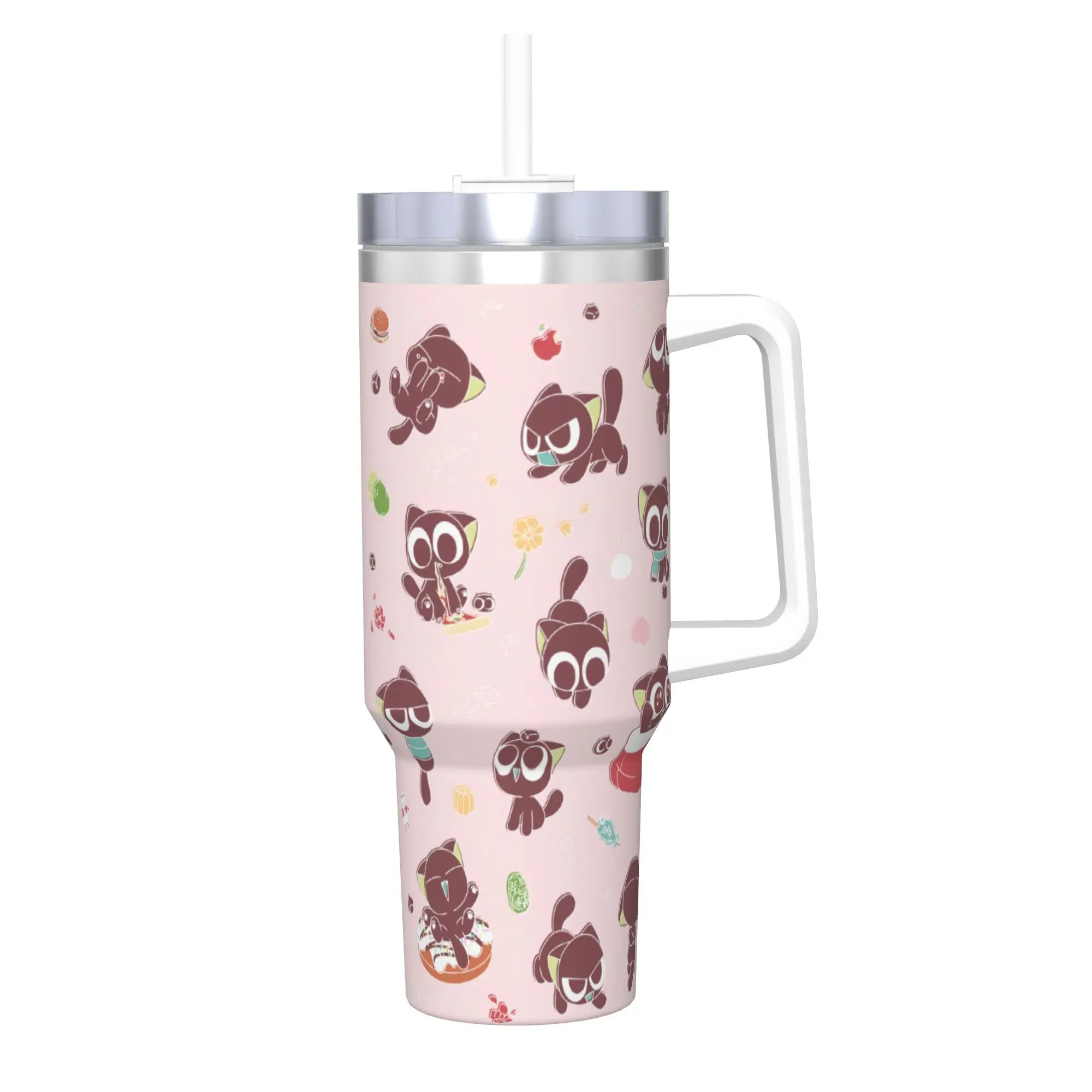 Stainless Steel Tumbler Kawaii Anime LUOXIAOHEIs Thermal Cups Black Cat Insulated Cold Drink Mugs Cup Travelist Water Bottle