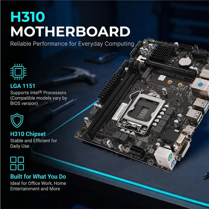 H310 For LGA 1151 Micro ATX Motherboard Supports 8Th 9Th Gen Generation Dual Channel DDR4 For LGA 1151 DDR4 Memory-Y47A