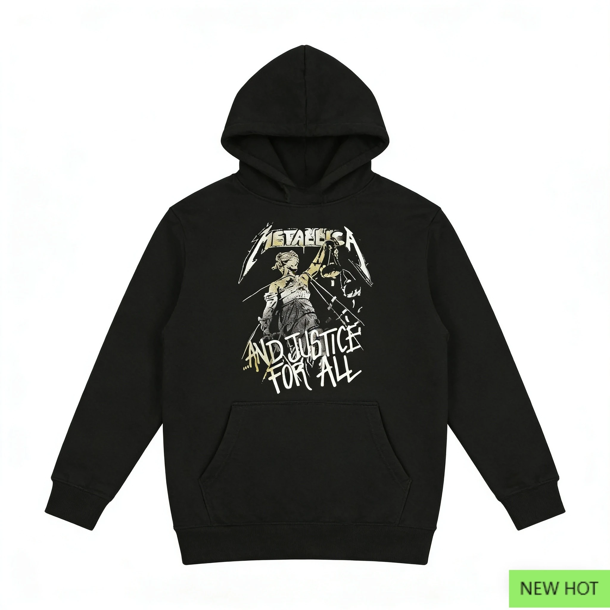 سويت شيرت Metallica and Justice for All Graphic Hoodie، Thrash Metal، مثالي للمحبي الذين يحبون فن الألبوم ونمط Hard Rock