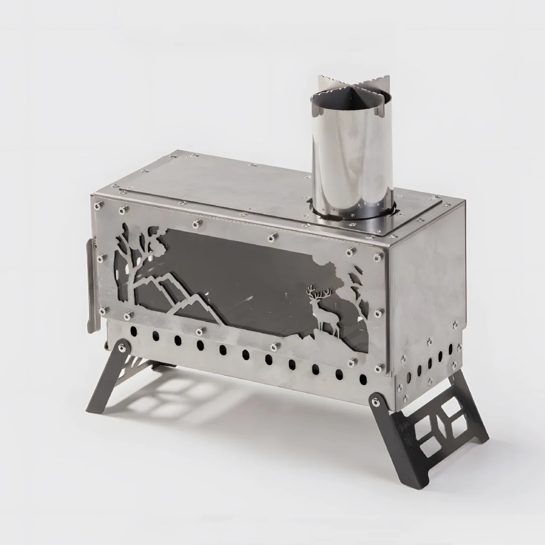 Camping IGT Tabletop Fire Wood Heater Outdoor 0.5 Unit Folding Heating Wood Stove for Tents Camping Cooking Utensils Portable