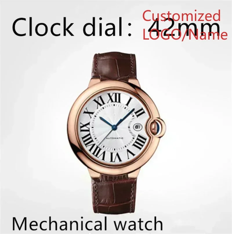 Orologi da donna Meccanici automatici al quarzo Ballon Zaffiro Nero Blu Stile coppia Pelle Personalizzata