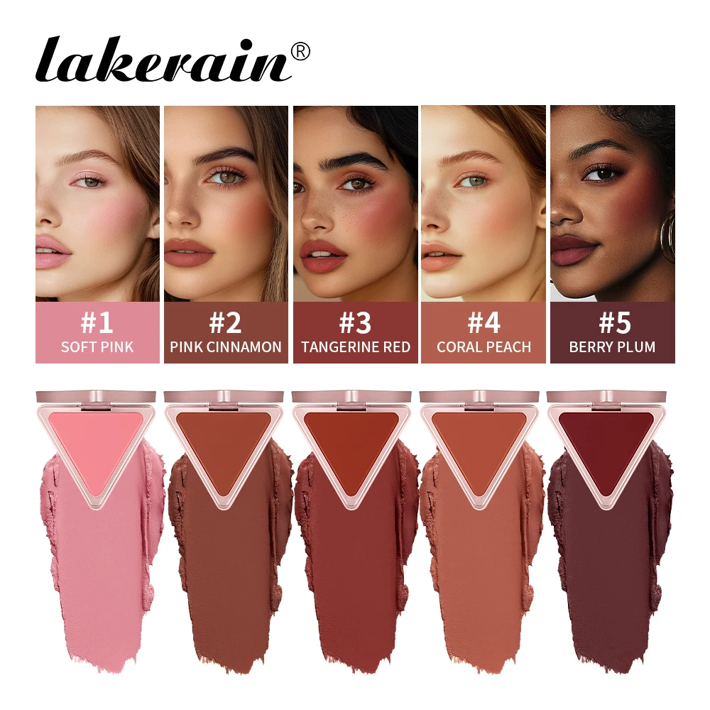 Lakerain Stain Matte Cream Blush Long Lasting Natural Makeup Effect Silky Texture Blusher Waterproof High Pigment Face Cosmetics