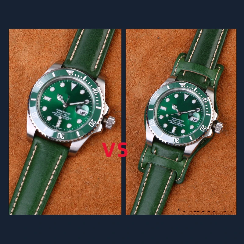 سوار ساعة مصنوع يدويًا من الجلد الأصلي للرجال ، سوار ساعة مع سوار ، سجادة 18 ، 20 ، 22