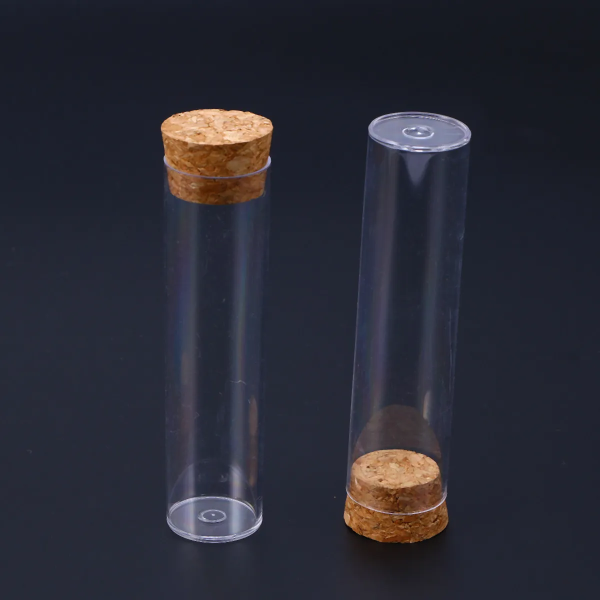 10Pcs Hard Plastic Test Tubes with Wooden Plugs Sealed Tube Set for Lab Experiment Powder Liquid Storage Hard Plastic Test Tube