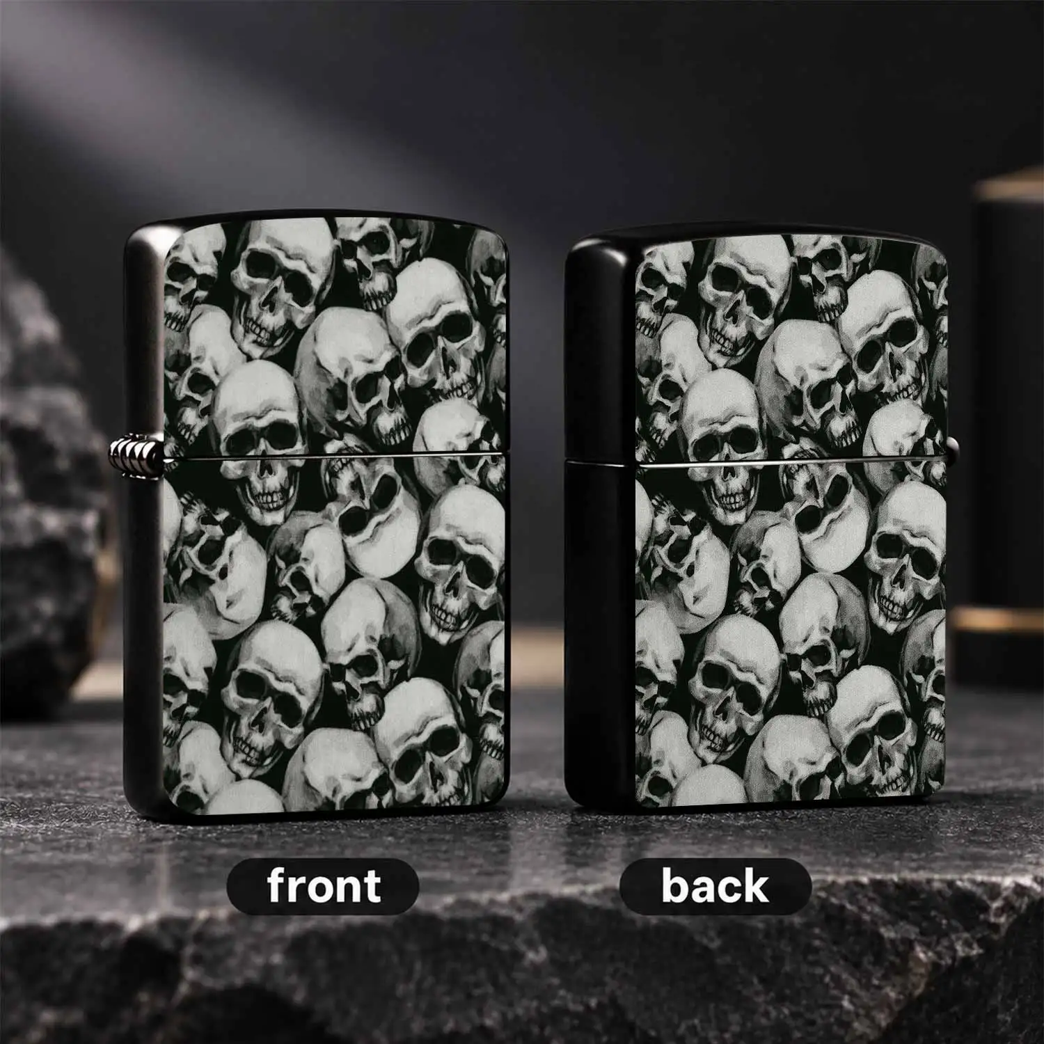 Trendy Full-Print Skull Lighter, Retro Dark Aesthetic Portable Igniter, Multi-Scene Usable Stylish Accessory For Daily Outdoor Use, Unique Exquisite Practical Gift For Friends Family A Humorous And Interesting Lighter