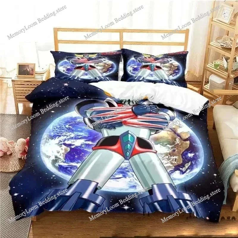 3D Print Goldorak Grendizer UFO Robot Bedding Set Double Twin King Duvet Cover Comforter Pillowcase Boys Girls Adults Bedroom