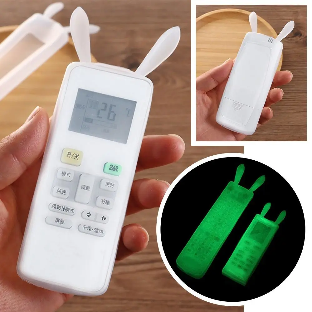 Fernbedienung Abdeckung Silikon transparent Kaninchen Ohr TV Fernbedienung Fall Klimaanlage Staub schützen Aufbewahrung tasche leuchtend