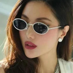 SO&EI Fashion Oval Women Luxury Sunglasses Retro Metal Frame Mirror Shades UV400 Men Trending Sun Glasses