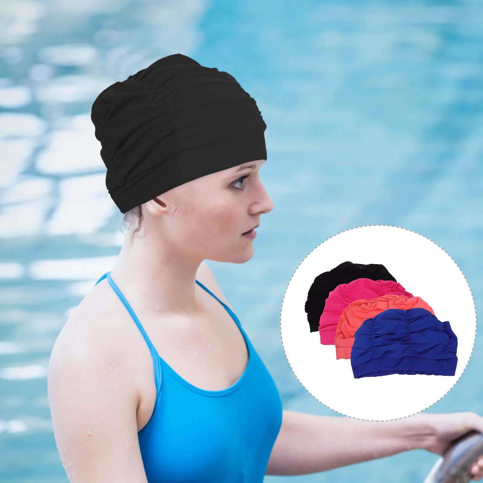 

4Pcs Swim Cap Long Hair Comfortable Swimming Hat Anti-Skid Swim Hat Girl Women Teens Cap for Women Comfortable Swimming Caps