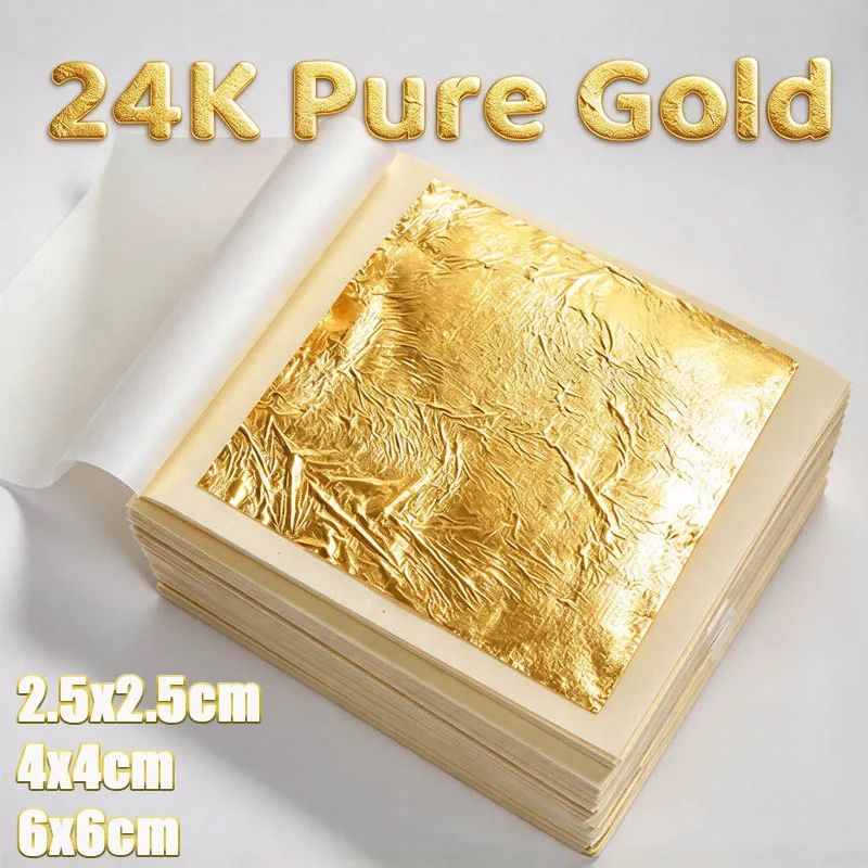 Pure 24K Gold Leaf DIY Painting Gilding Design Arts Crafts Paper Party Gift Handicrafts Foil Sheets Craft Decor Art Nail