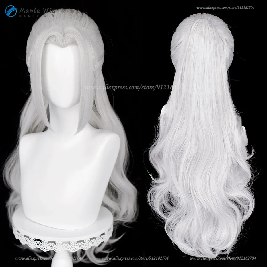 ES  Ran Nagisa Cosplay Wig 75cm Silver Grey High Ponytail Wig Heat Resistant Synthetic Hair Anime Wig + Wig Cap