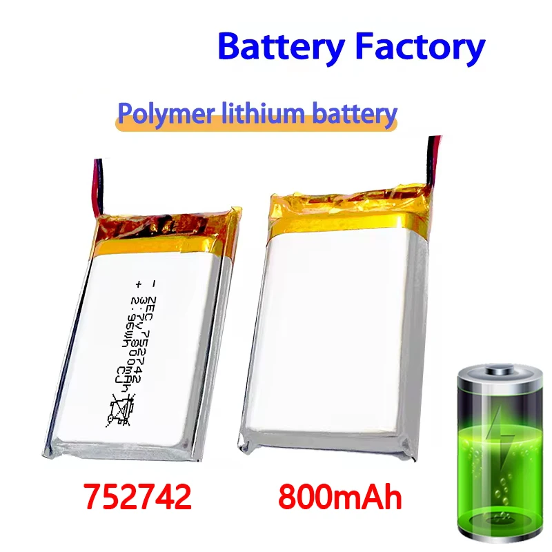 752742/800mAh 3.7V Sufficient Capacity Rechargeable Polymer Lithium Battery for Beauty Equipment Makeup Mirror Audio Battery