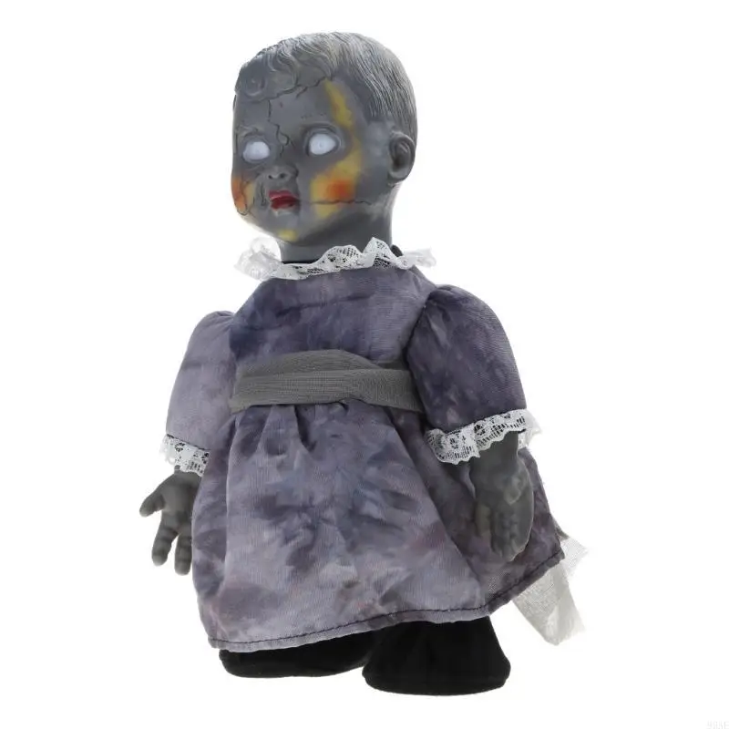 95AE Electric GhostDoll CreepyWalking Doll Toy Figure Novelty Gadget Halloween Props Horror Doll Haunted Room Decoration
