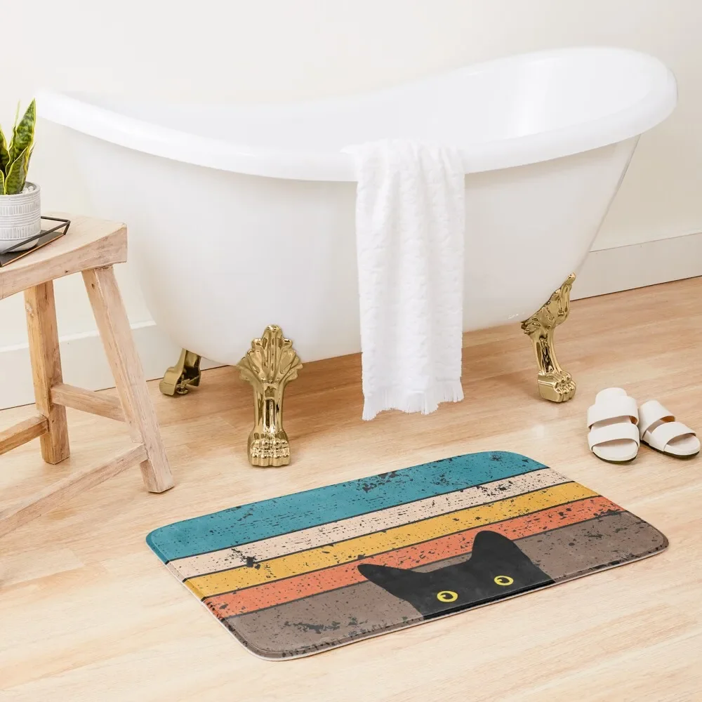 

Peeking Cat in Retro Circle Bath Mat Bathroom Rugs Bathroom Rug Anti-Slip Bathtub Bathroom Gadgets Mat