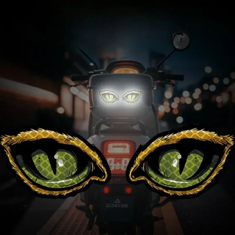

1 Pair Eagle Eyes Reflective Motorcycle Stickers Waterproof Motorbike Helmet Box Fender Motocross Night Warning Vinyl Decals