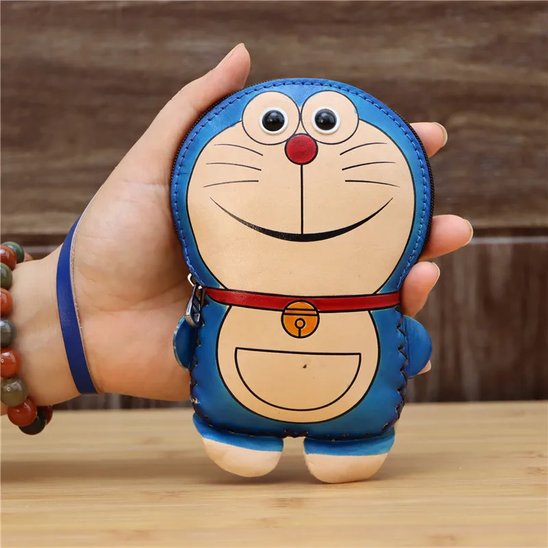 

Кошельки для монет Doraemon, маленькая сумка из слоя воловьей кожи, милый кошелек, сумка для ключей, красный конверт