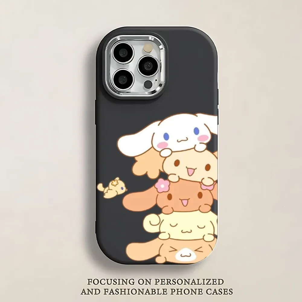 Cute C-Cinnamoroll K-Kawaii Phone Case For IPhone 13 14 15 16 Pro Promax Soft Silicone Large Hole Premium Solid Color Suitable