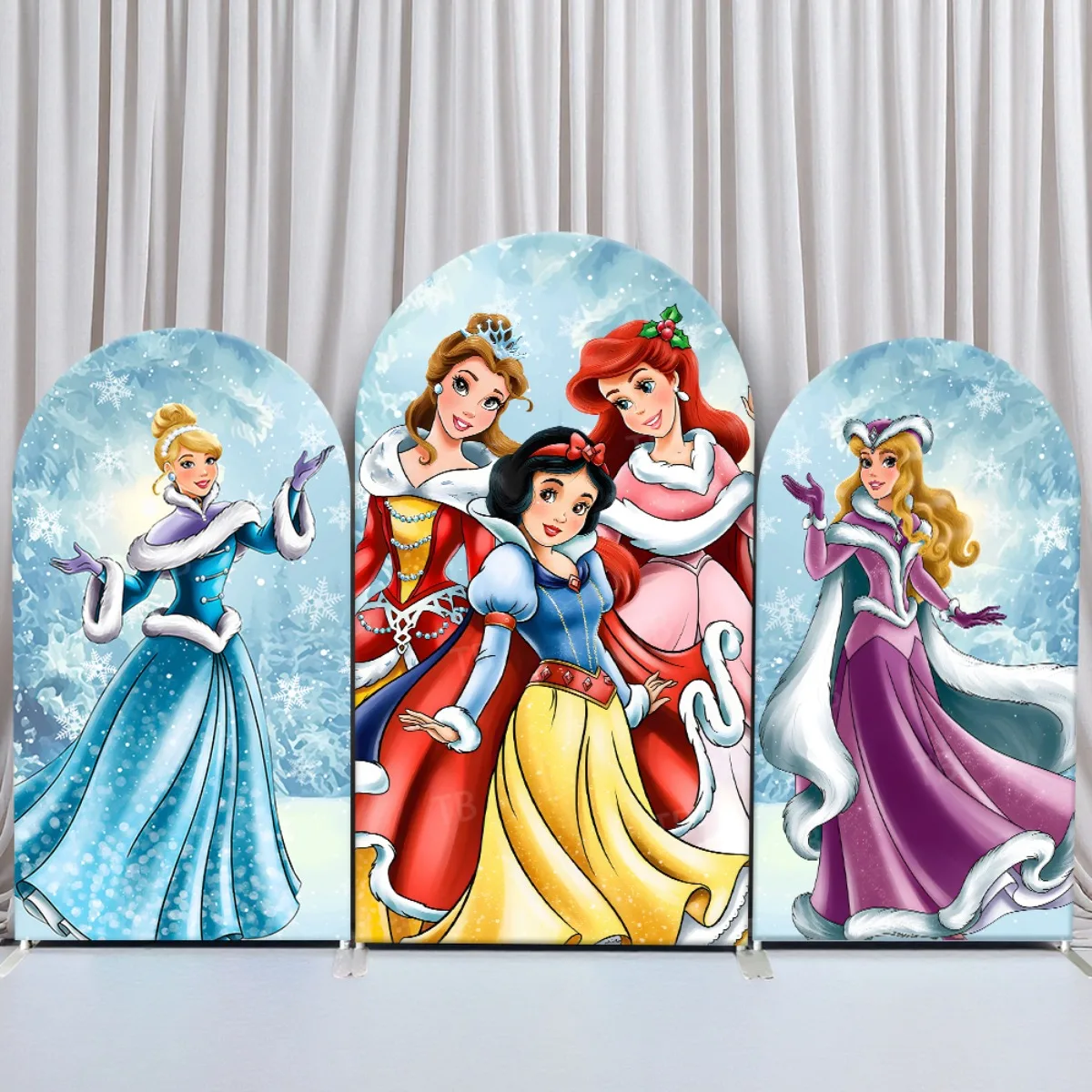 

Disney Princess Arch Backdrop Cover Snow White Cinderella for Girls Birthday Party Photography Background Elastic Fabric Decor