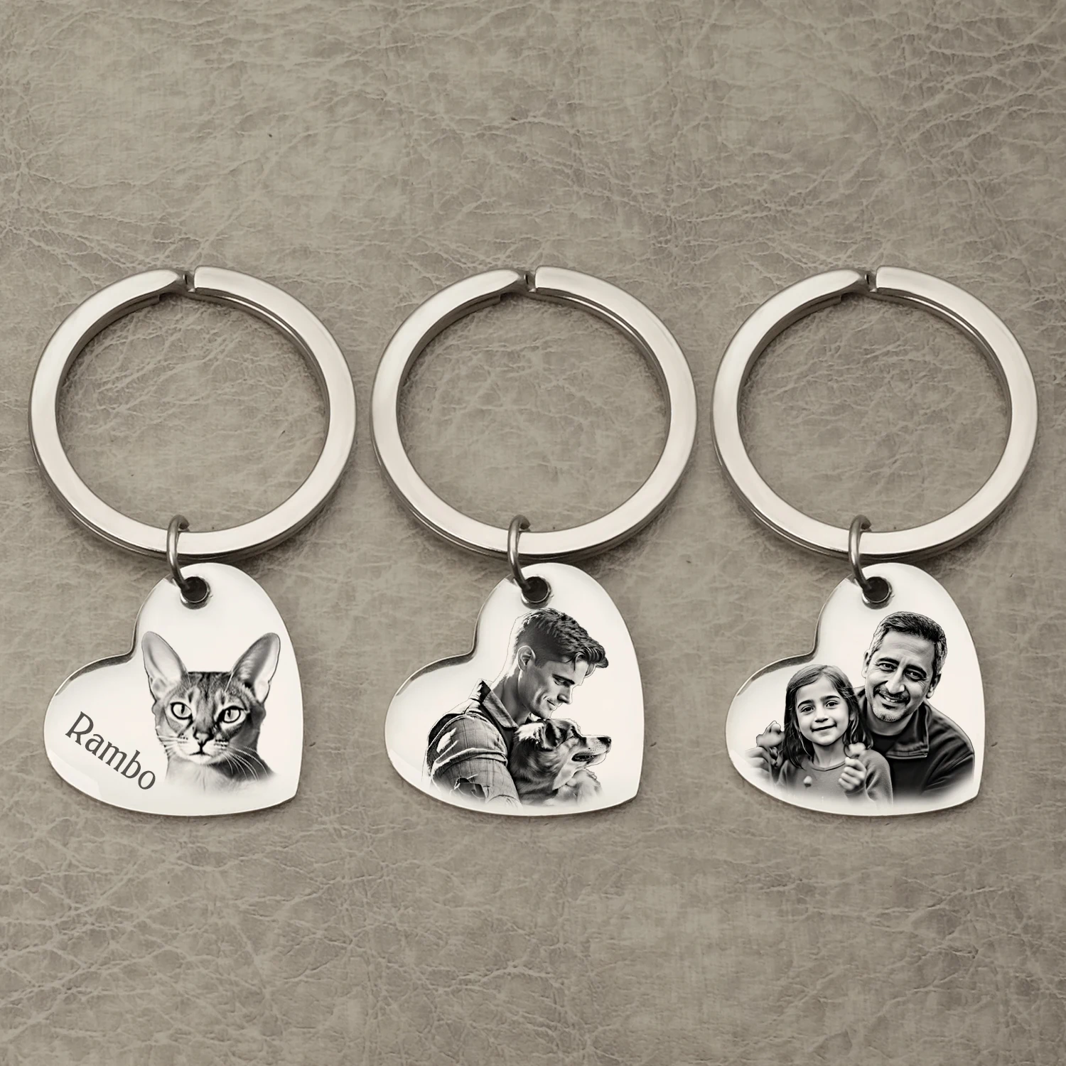 Llavero personalizado con foto, imagen de gato, regalos conmemorativos de perro personalizados, tu nombre, regalo para padre y novio