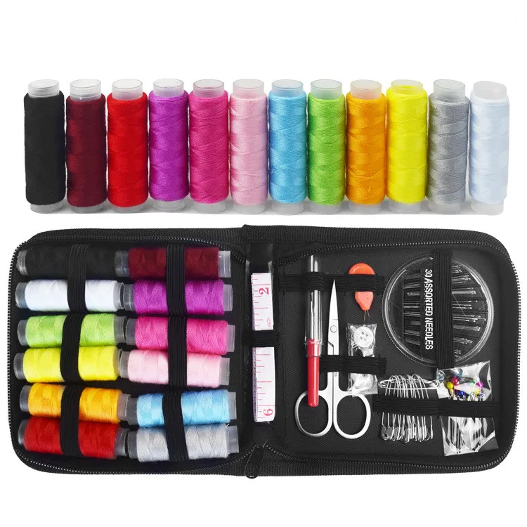 1 Set Portable Household Sewing Kit Box DIY Embroidery Handwork Tool Needles Thread Scissor Set Home Supplies Travel Accessories