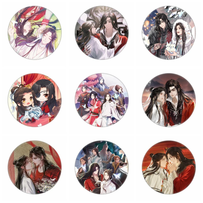 Xie Lian Hua Cheng Anime Secondary Peripheral 58mm Iron Bottom Badge Manga Enamel Pin Comic Exhibition Gifts Badges on Backpack