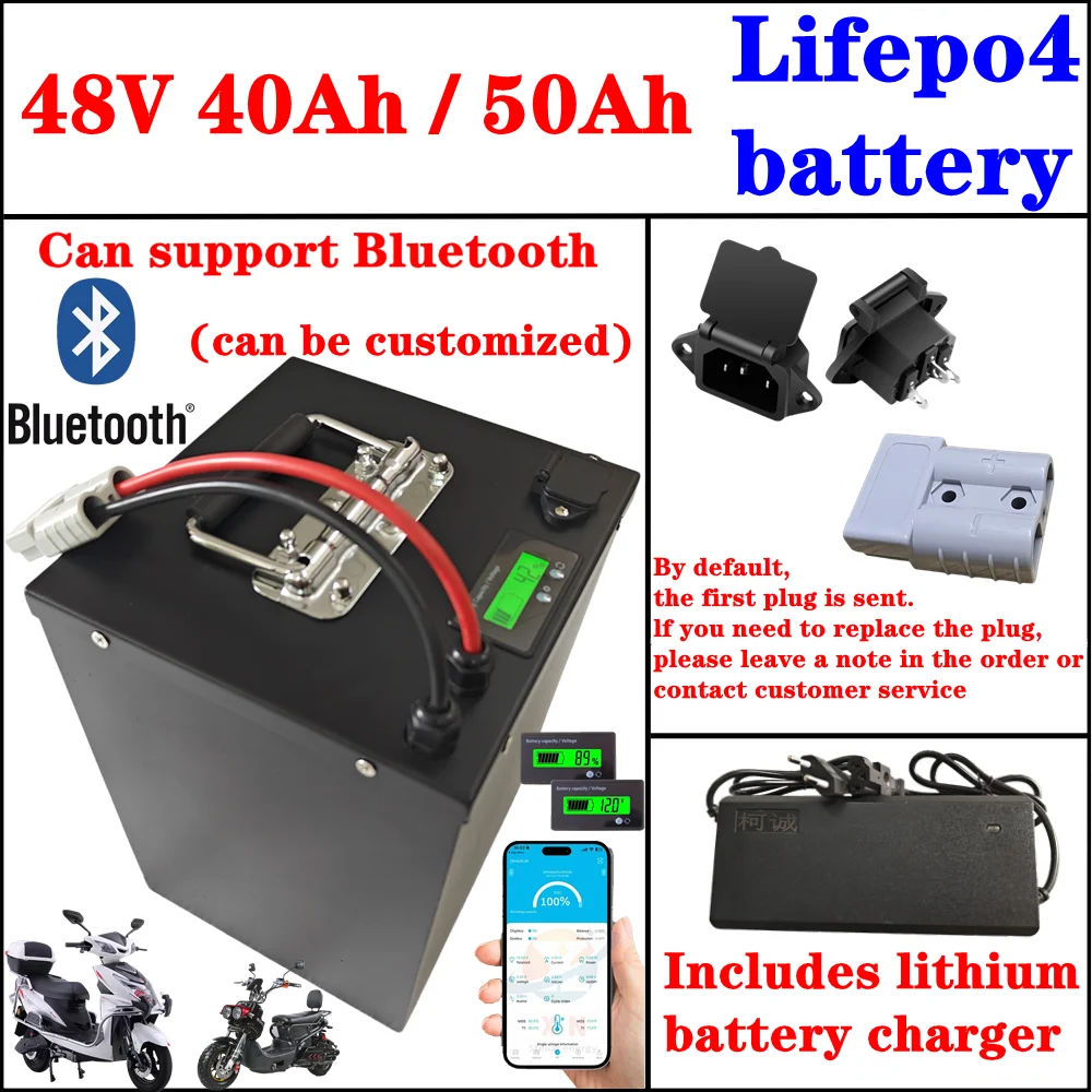 48V 50Ah Lifepo4 48v 40AH Battery Bluetooth BMS APP for 3000w Golf Cart Camping Equipment Two Wheeler and Boat Backup Power
