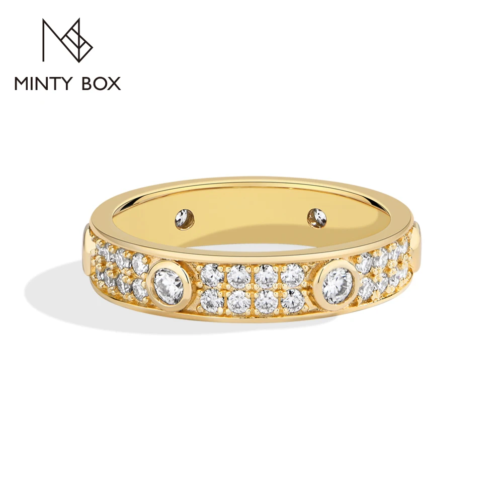 MINTYBOX Vintage Shining Moissanite Rings for Women Men S925 Sterling Silver Eternal Ring Engagement Wedding Jewelry Party Gifts
