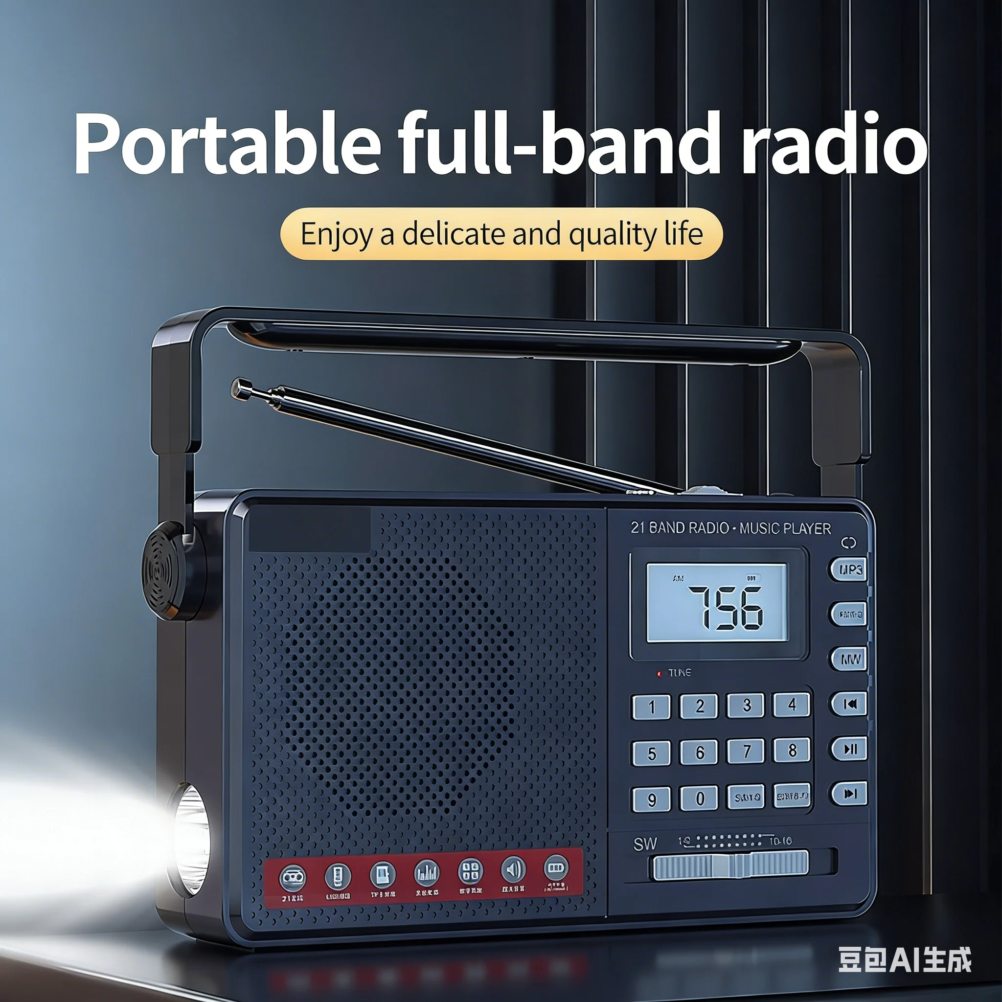 

Портативное вседиапазонное радио (FM/AM/SW, 21 диапазона), громкие динамики 5 Вт, светодиодный фонарик, MP3-плеер с поддержкой TF/USB для пожилых людей и использования на открытом воздухе