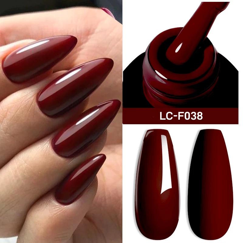 LILYCUTE 7ML Vernis à ongles gel rouge vin brillant style français semi-permanent longue durée UV LED pour manucure
