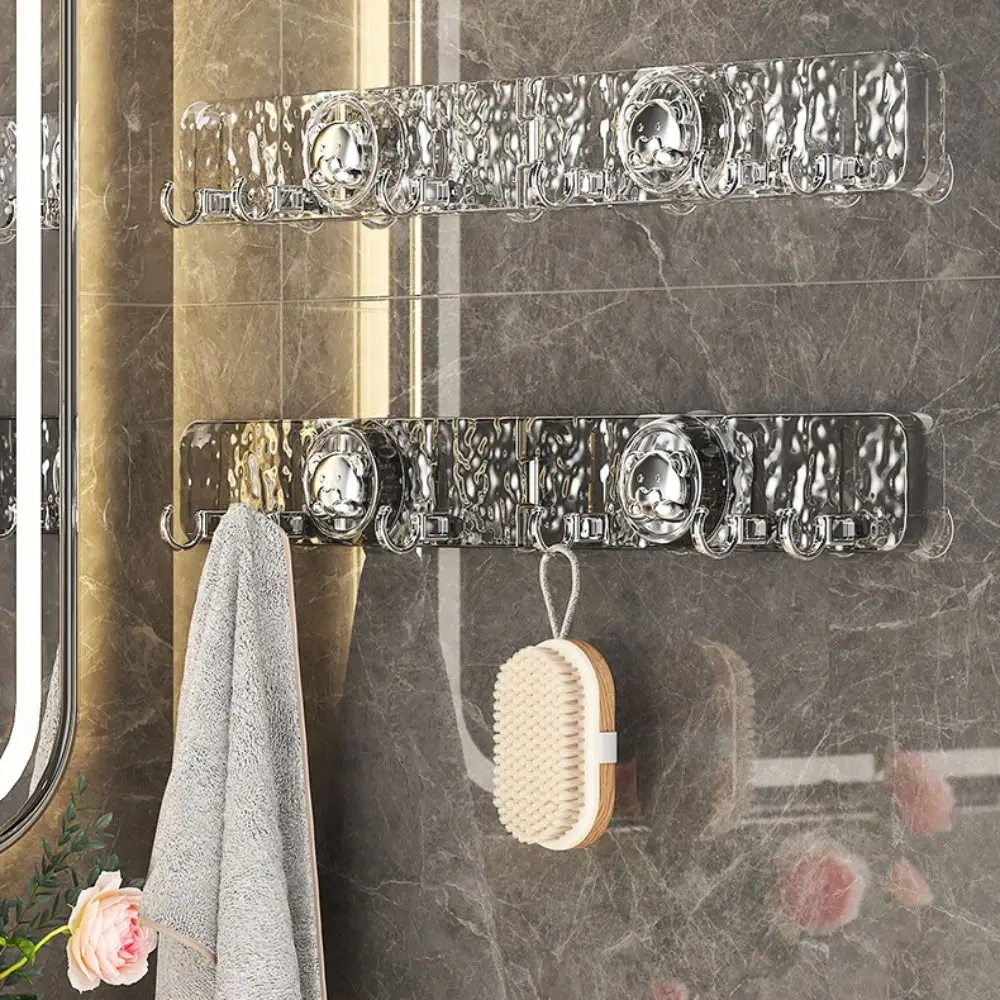 

Waterproof Folding Suction Cup Hook Punch-Free Detachable Sundries Storage Hook 6 Hooks Space-saving Wall Mounted Row Hook
