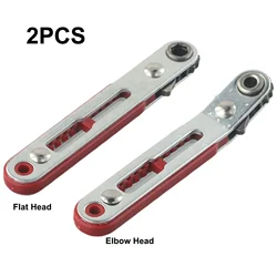 2pcs Mini Ratchet Wrench 90 Degree Offset Screwdriver Handle Flat/Elbow Head Ratchet Wrench Screwdriver Drill Bit Tool Hand Tool