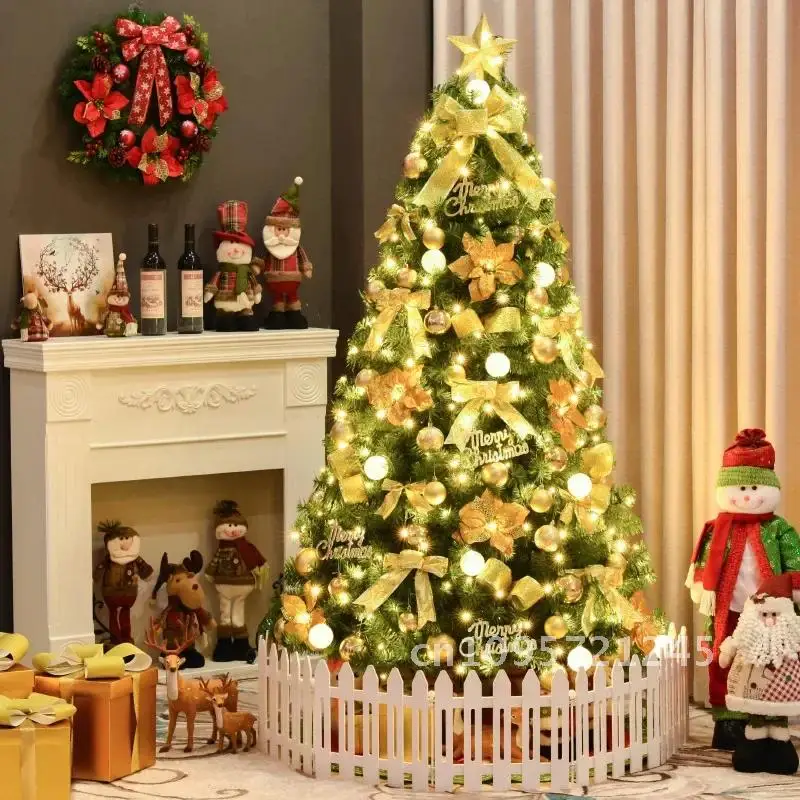 

Large Artificial Christmas Tree Green White Flame Retardant Fir Tree Arbol De Solid Stand Navidad for Natal Pождество with Metal