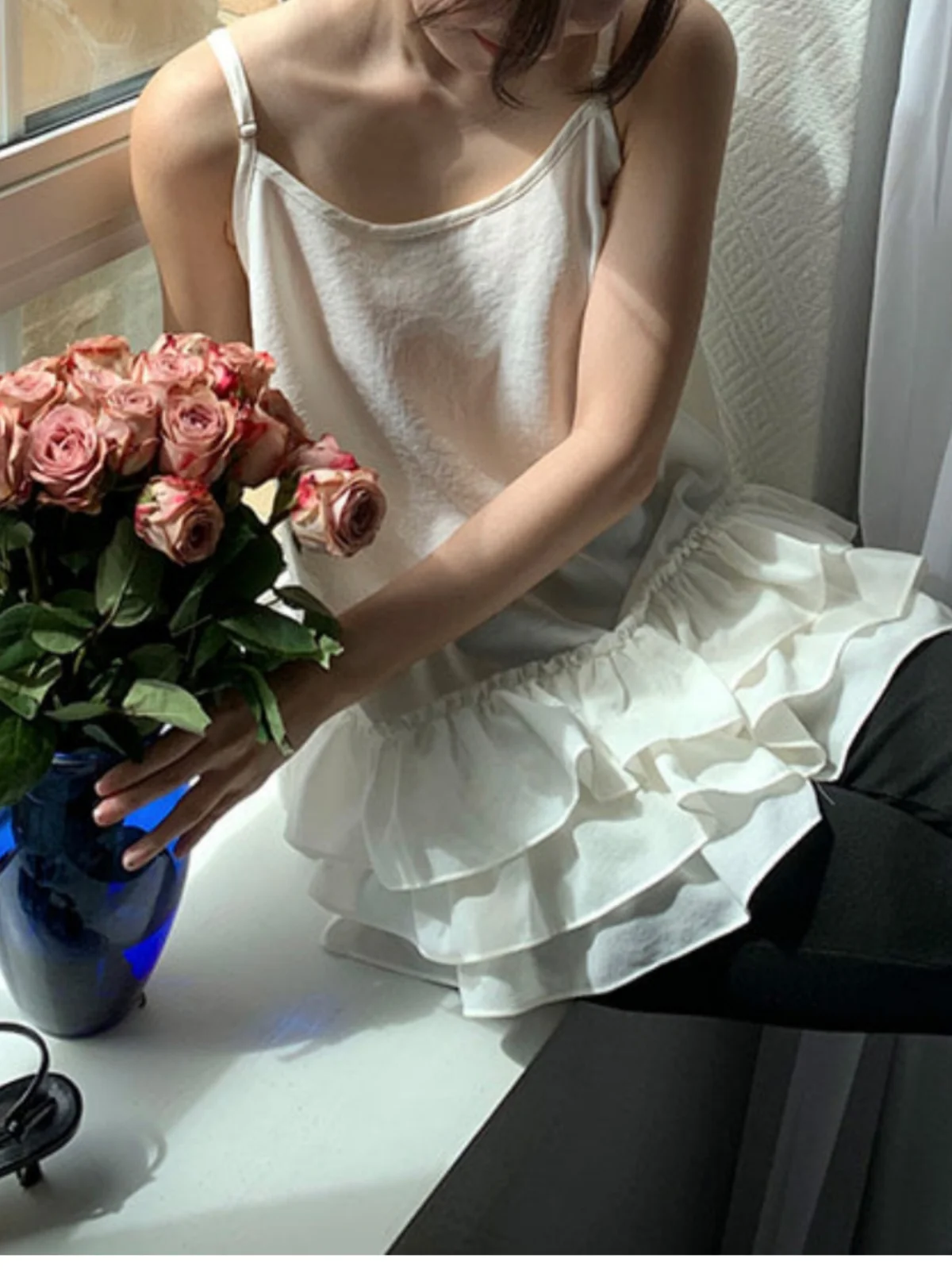 Lente 2025, off-shoulder dames Dr. Fre Age-Defng Wood ain-design hoge taille A-lijn rok Koreaanse Sle pendelen