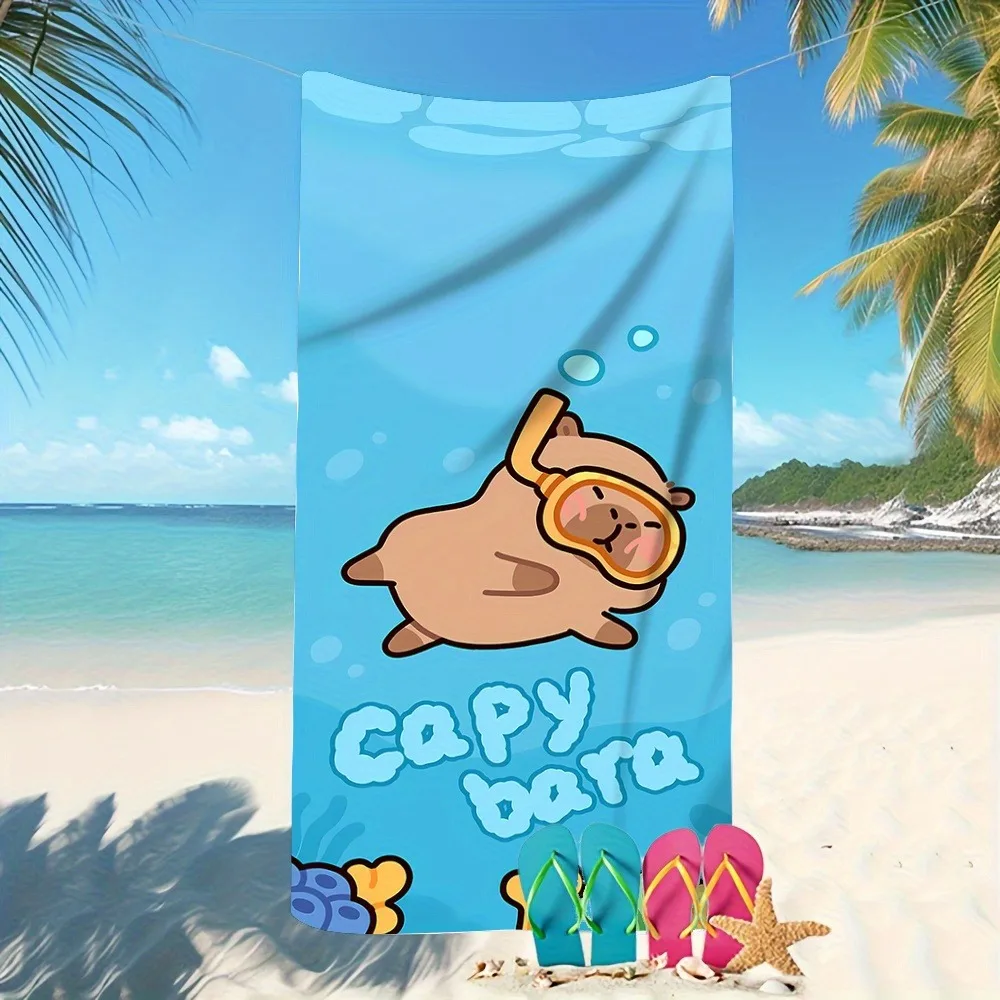 1pc Capybara Beach Towel, Perfect for Summer, Ideal for Beach Outings, Swimming Pools, Yoga Classes, And Travel