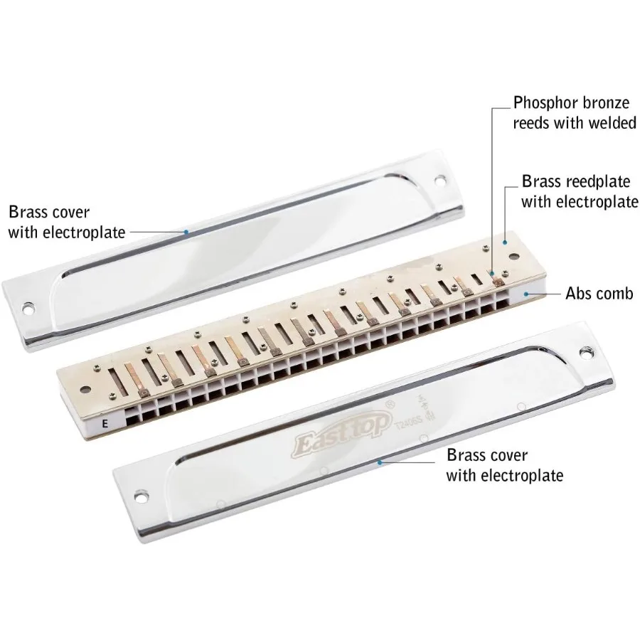 هارمونيكا تريمولو من إيست توب مفتاح E 24 فتحة جهاز اهتزاز احترافي T2406S هارمونيكا للبالغين المحترفين وستو #3