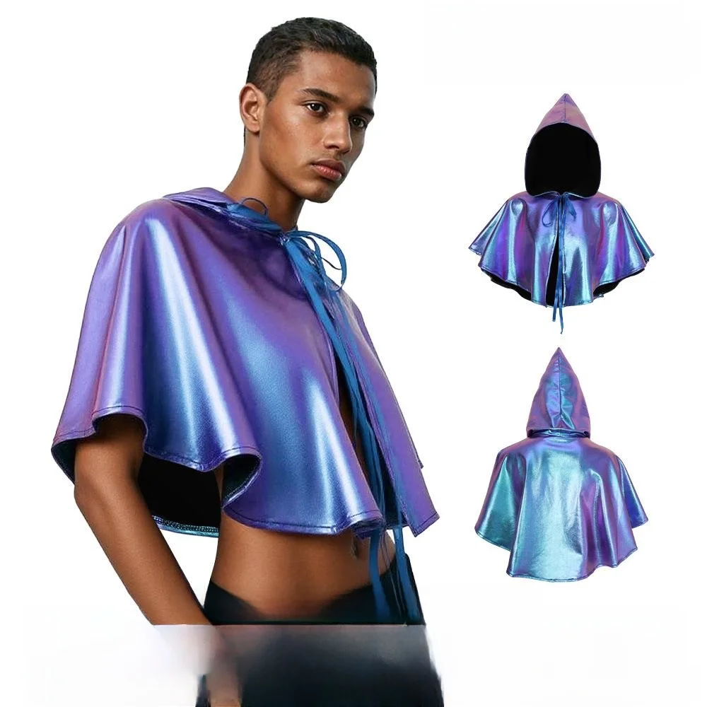 loween Laser Blue  Role-plang Hooded Cloak Sun Protection Clothes iny awl Performance Dopane Outfit Women