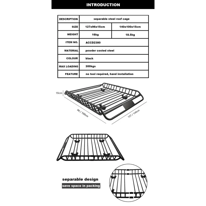 

Hongsheng multi-functional steel roof rack, suitable for SUVs and vans.