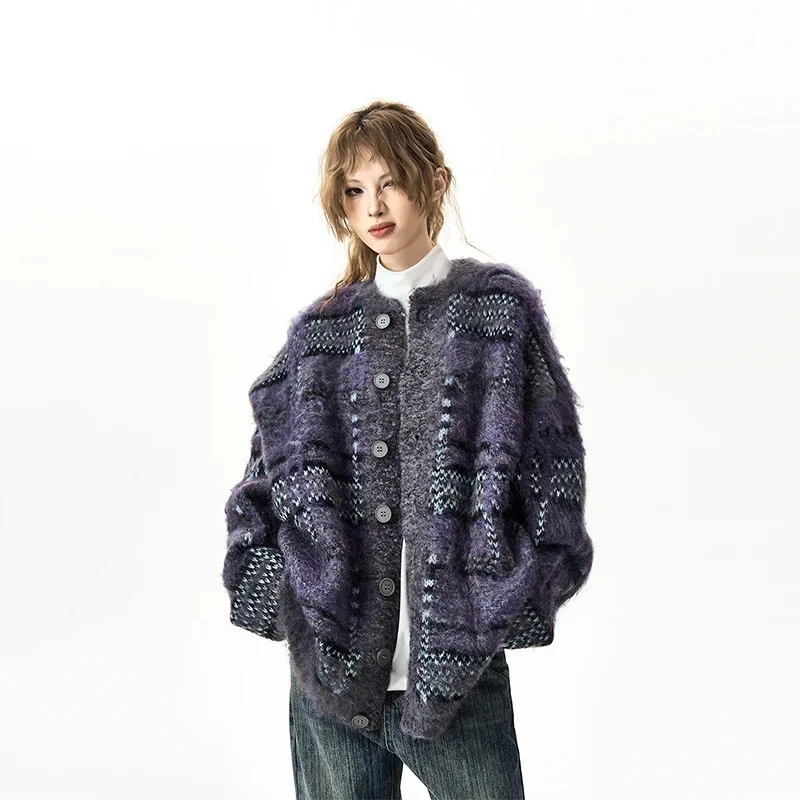 

High Street Niche Atmosphere Newly Upgraded Cardigan Sweater for Men Women Lazy Slimming Round Neck Couple Knit Sweater Trend