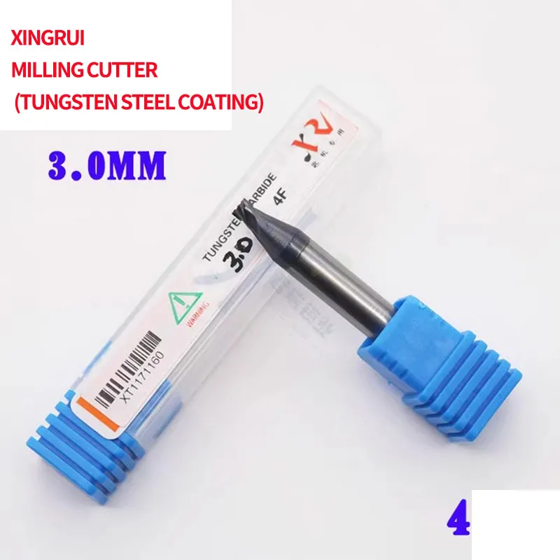 for Cutting-edge coated tungsten steel end mill 3.0MM 4-tooth hard coated vertical twist drill for key matching machine