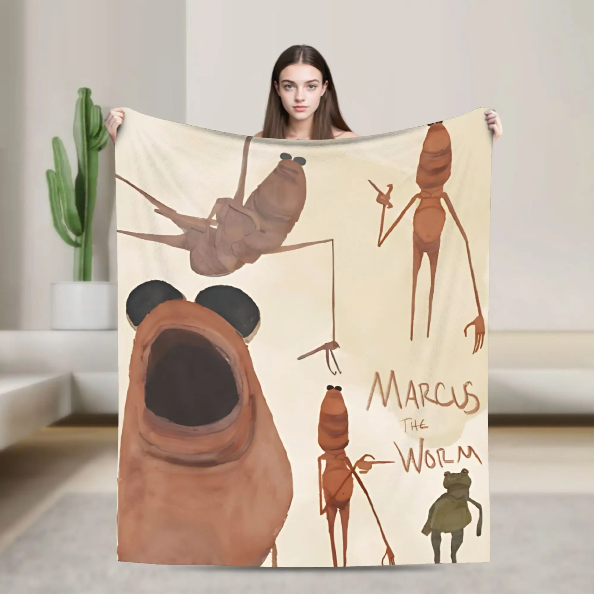 

Одеяло Marcus the Worm, нечеткая забавная мягкая одеяло для кровати, дивана, осень/зима,