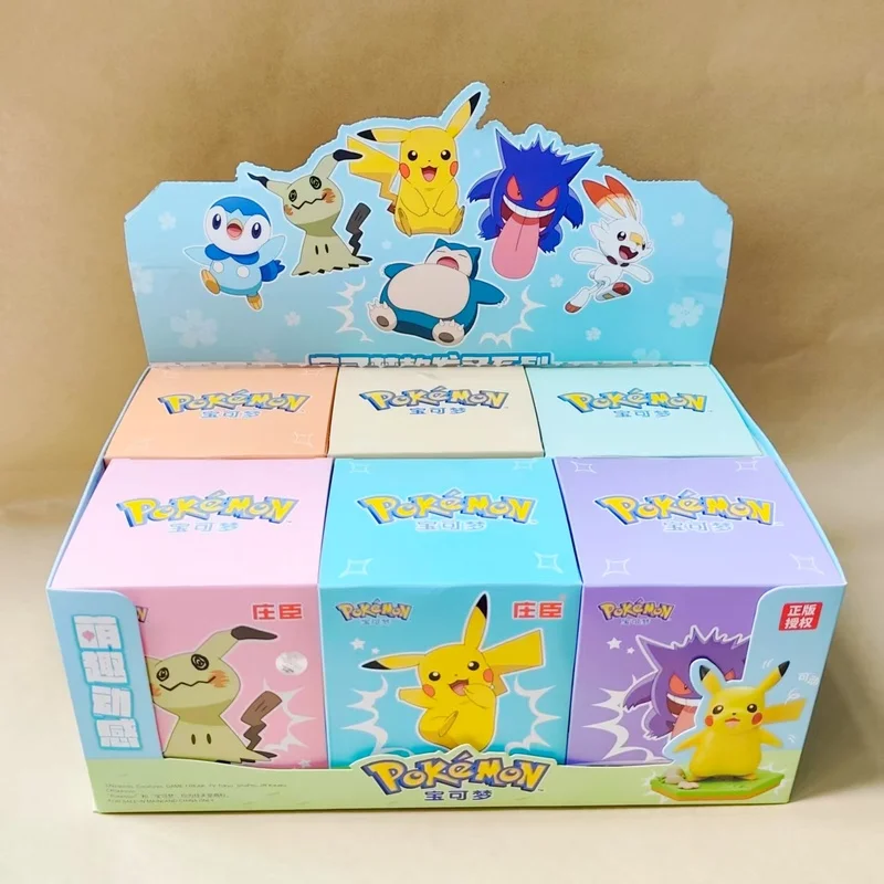 Genuine Pokemon Pikachu Piplup Kabigon Genger Mimikyu Scorbunny Anime Figure Model Toys Blind Box Desktop Ornament Birthday Gift