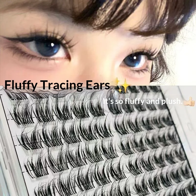 Flauschige Katzenohren-Kunstwimpern 5D Volumen - Natürliche Wiederverwendbare Wispy Faux-Mink-Wimpern im Manga-Stil für den Täglichen Gebrauch