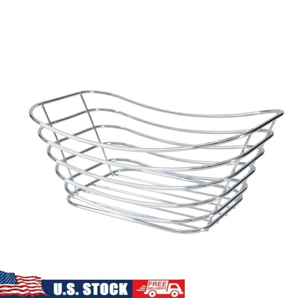 

Metal Frame Wire Storage Basket Chrome Steel Towel Basket Bathroom Kitchen Organization with Handles Modern Design 12x75x51in