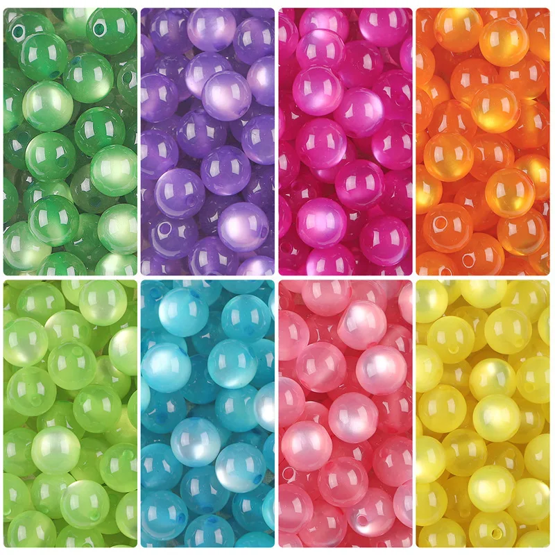 30/100 stücke Harz Imitation Cat Eye Runde Perle Farbe Perlen Lose Spacer Perlen Für Schmuck Machen DIY Armband Halskette zubehör