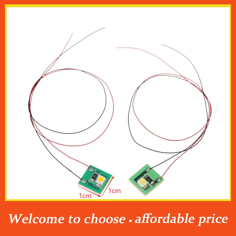 

[]2Pcs new White Warm White 3528 LED 12-18V DC/AC For Model Railway Locomotive Headlight For HO/OO Larger Pre-Wired 10MM Cable